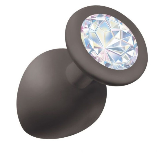 Чёрная анальная пробка Emotions Cutie Large с прозрачным кристаллом - 10 см. Чёрная анальная пробка Emotions Cutie Large с прозрачным кристаллом - 10 см.