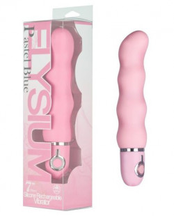 Розовый вибратор с наплывами на тельце - 17,8 см.