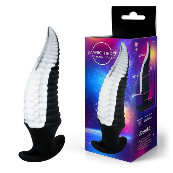 Черно-белый фантазийный анальный стимулятор-щупальце - 13 см. Черно-белый фантазийный анальный стимулятор-щупальце - 13 см.