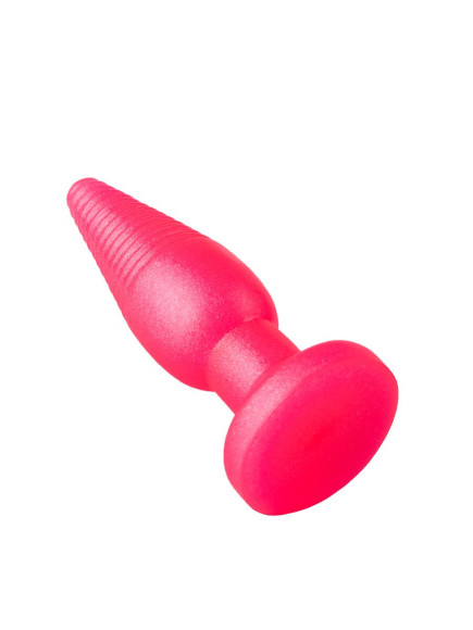 Розовая анальная втулка с рёбрышками - 14 см. Розовая анальная втулка с рёбрышками - 14 см.
