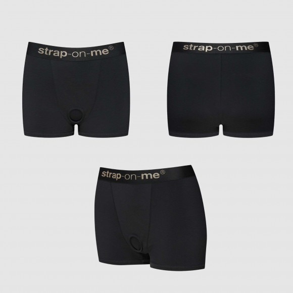 Черные трусики-боксеры для фиксации насадок Strap-on-me Harness Lingerie Allure - size XL Черные трусики-боксеры для фиксации насадок Strap-on-me Harness Lingerie Allure - size XL