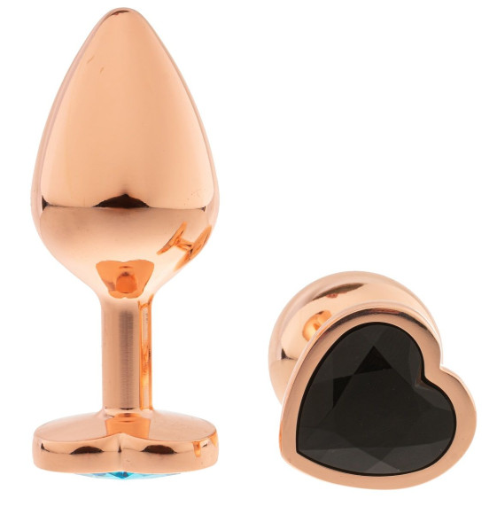 Золотистая анальная пробка OYO с черным кристаллом-сердцем - 7,3 см. Золотистая анальная пробка OYO с черным кристаллом-сердцем - 7,3 см.