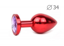 Коническая красная анальная втулка с сиреневым кристаллом - 8,2 см. 