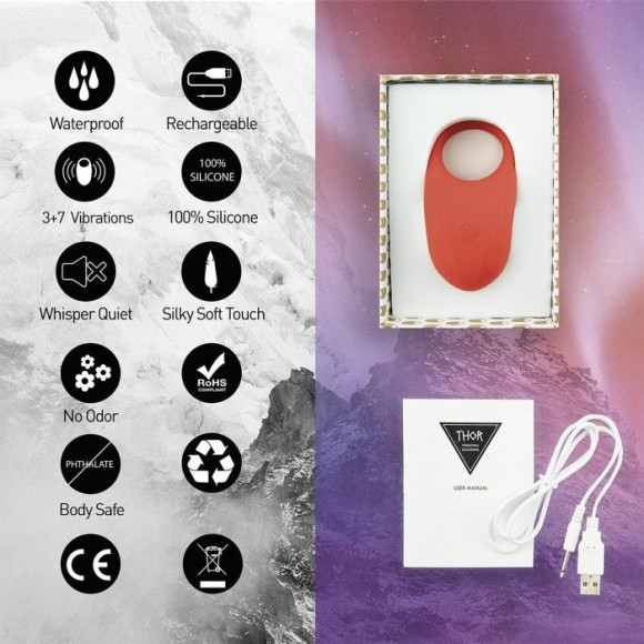 Красное кольцо с вибрацией Thor Cockring Красное кольцо с вибрацией Thor Cockring