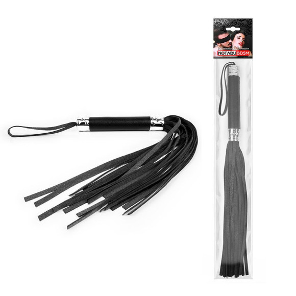 Черная многохвостая плеть с круглой ручкой - 44 см. Черная многохвостая плеть с круглой ручкой - 44 см.
