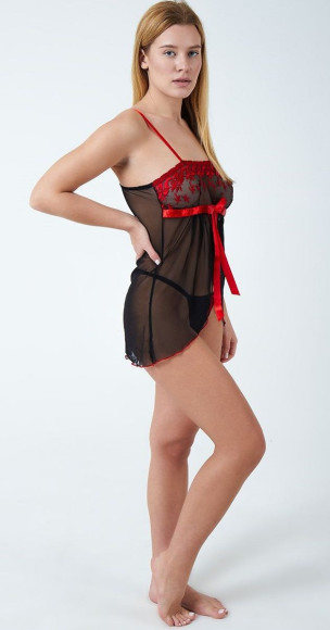 Нежная сорочка с атласной лентой под грудью и феромонами Нежная сорочка с атласной лентой под грудью и феромонами