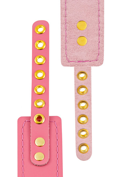 Розовый кожаный однослойный ошейник с прошивкой Розовый кожаный однослойный ошейник с прошивкой