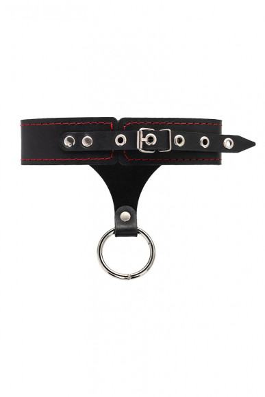 Черный высокий ошейник с поводком Черный высокий ошейник с поводком