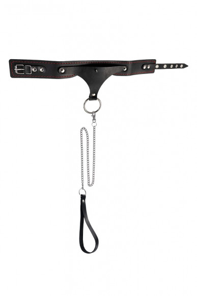 Черный высокий ошейник с поводком Черный высокий ошейник с поводком
