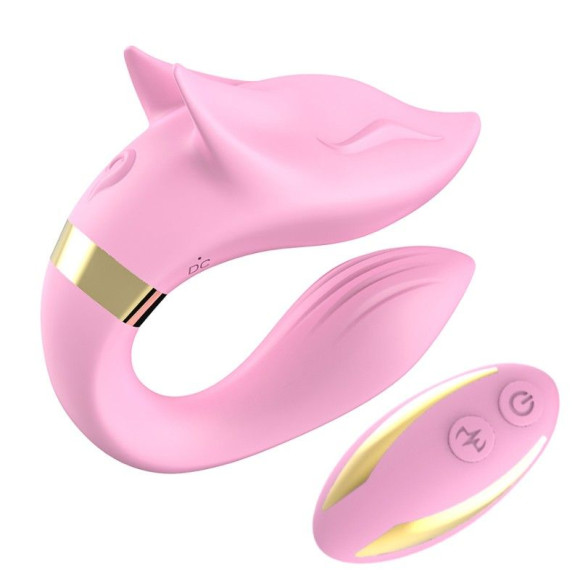 Розовый вибромассажер для пар с пультом дистанционного управления Розовый вибромассажер для пар с пультом дистанционного управления