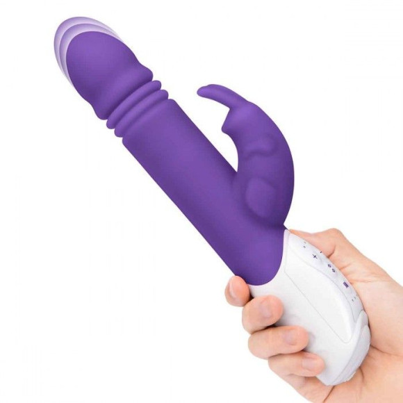 Фиолетовый пульсирующий вибромассажер G-Spot Thrusting Rabbit - 24 см. Фиолетовый пульсирующий вибромассажер G-Spot Thrusting Rabbit - 24 см.