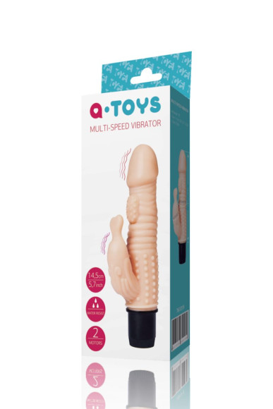 Телесный вибратор с дополнительным рельефом и клиторальным отростком - 16 см. Телесный вибратор с дополнительным рельефом и клиторальным отростком - 16 см.