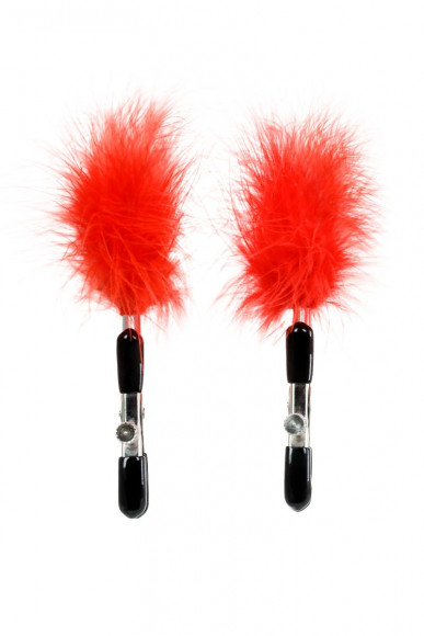 Зажимы для сосков с красным пухом Theatre Зажимы для сосков с красным пухом Theatre