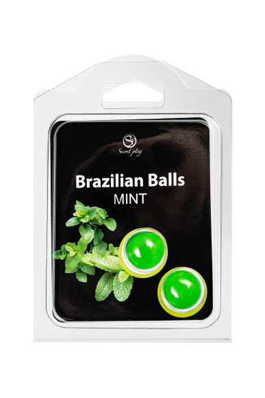 Набор из 2 шариков с массажным маслом Brazilian Balls с ароматом мяты Набор из 2 шариков с массажным маслом Brazilian Balls с ароматом мяты