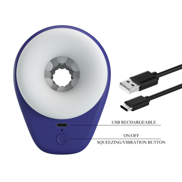 Синий автоматический вибромастурбатор Dj Lady