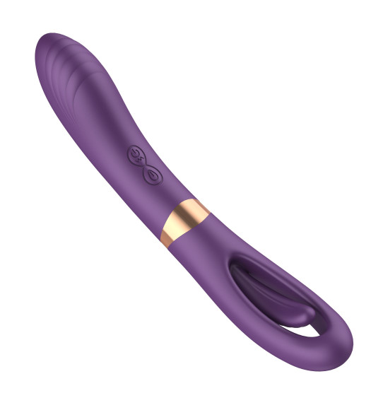 Фиолетовый силиконовый вибратор с функцией фингеринга - 23,5 см. Фиолетовый силиконовый вибратор с функцией фингеринга - 23,5 см.