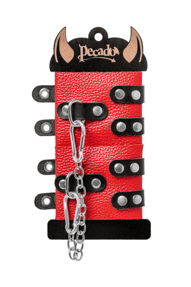 Красно-черные мягкие наручники с двумя ремешками с люверсами Красно-черные мягкие наручники с двумя ремешками с люверсами