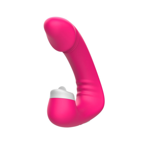 Розовый вибромассажёр с клиторальной стимуляцией Розовый вибромассажёр с клиторальной стимуляцией