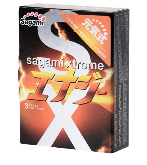 Презервативы Sagami Xtreme Energy с ароматом энергетика - 3 шт. Презервативы Sagami Xtreme Energy с ароматом энергетика - 3 шт.