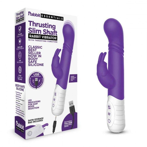 Фиолетовый массажер для G-точки Slim Shaft thrusting G-spot Rabbit - 23 см. Фиолетовый массажер для G-точки Slim Shaft thrusting G-spot Rabbit - 23 см.