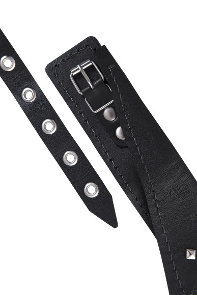 Черный кожаный ошейник-воротник с поводком Черный кожаный ошейник-воротник с поводком