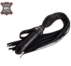 Черная плеть  Ковбой  с ручкой-фаллосом - 55 см.