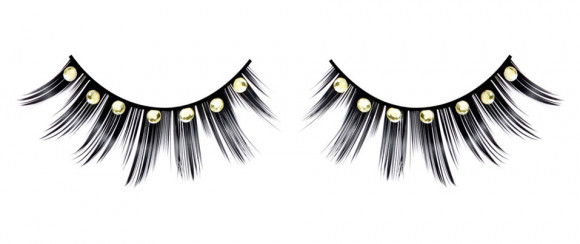 Чёрные ресницы с жёлтыми стразиками Чёрные ресницы с жёлтыми стразиками