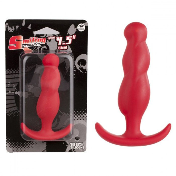 Красная анальная пробка с волнообразным рельефом - 13 см. Красная анальная пробка с волнообразным рельефом - 13 см.