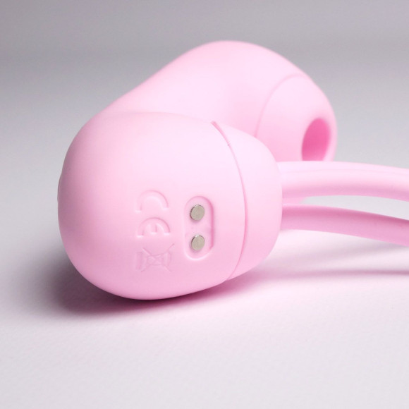 Розовый вакуумный стимулятор клитора с вагинальными виброшариками