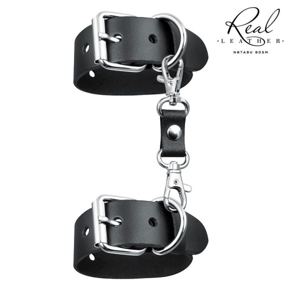 Черные кожаные наручники на застежках Черные кожаные наручники на застежках