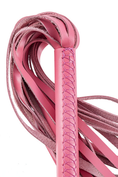 Розовая кожаная плеть - 50 см.